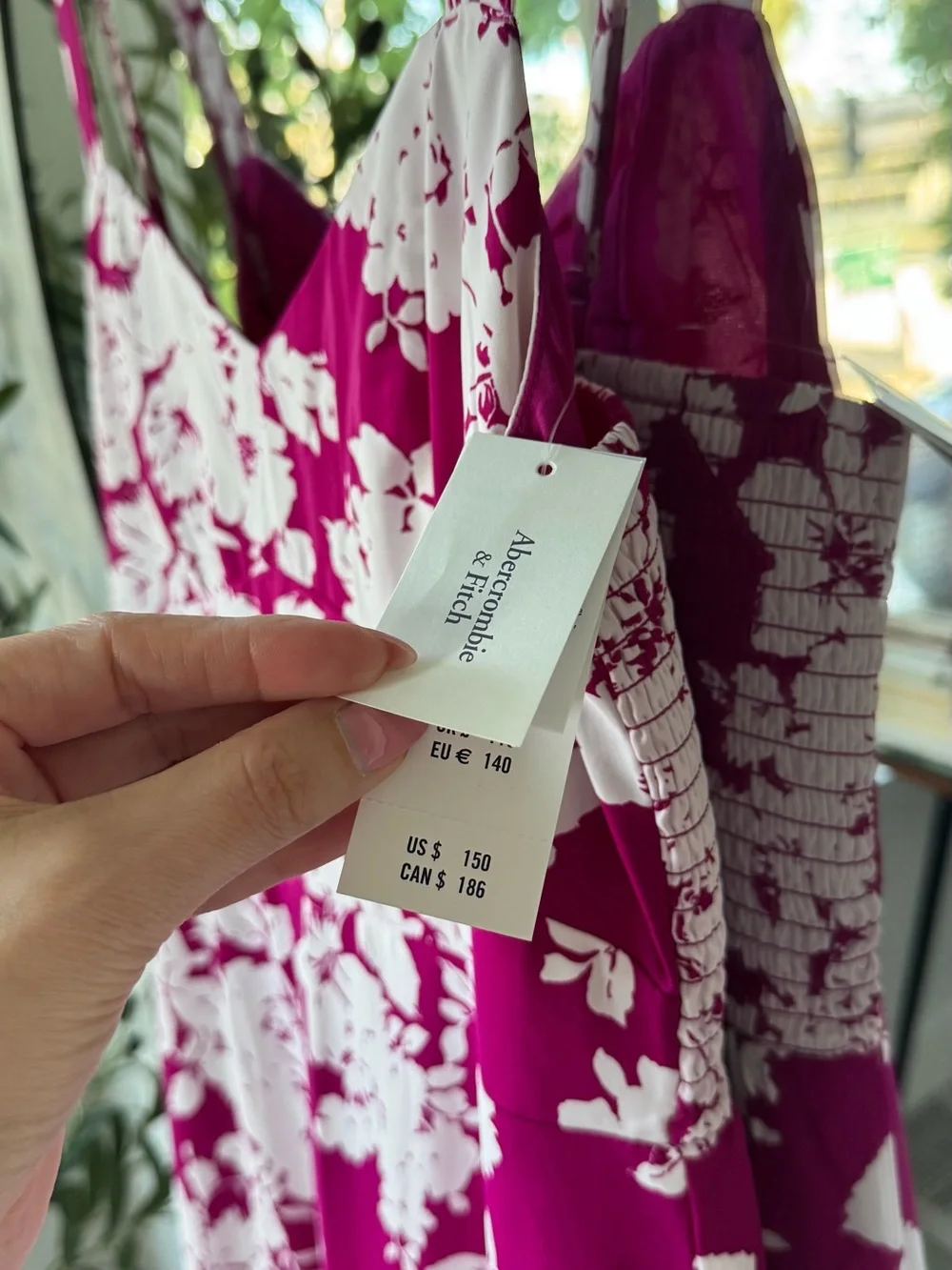 Abercrombie & Fitch Fuchsia & White Floral Tiered Maxi Party Occasion Dress M
